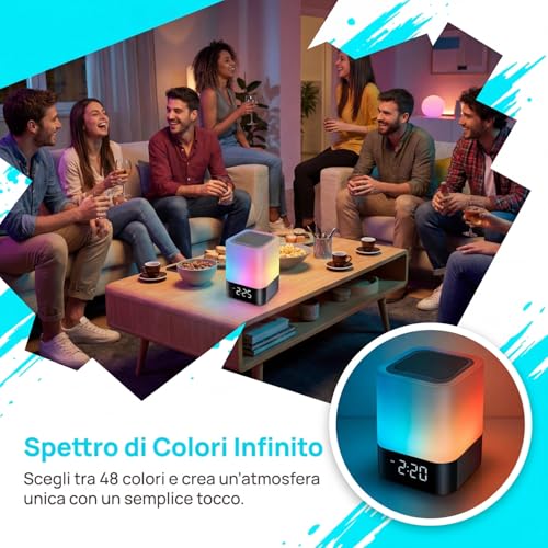 Gallstep Night Lights Bluetooth Speaker, Alarm Clock Bluetooth Speakers Touch Sensor Bedside Lamp Dimmable Multi-Color Cha...