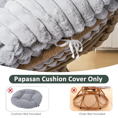 Homlazeezy Papasan Chair Cushion Cover Only 50"x50", Removable Slipcover Without Cushion, Soft Faux Fur Cushion Covers wit...