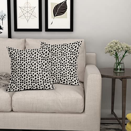 Polka Dot Pillow Covers 16x16 Set of 2 Stylish Black Cream Throw Pillows Boho Design Decorative Outdoor Modern Bohemian Pi...