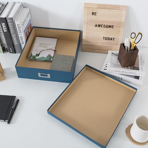 Soul & Lane Cardboard Decorative Photo Storage Box with Lid, 14.8 × 13.0 × 3.7 In, Picture Storage for Keepsakes and Memor...