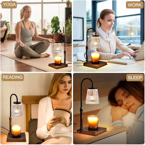 Candle Warmer Lamp with Timer Dimmer, Adjustable Height Candle Wax Warmer Warming Lamp with 2x50W Bulbs for Scented Candle...