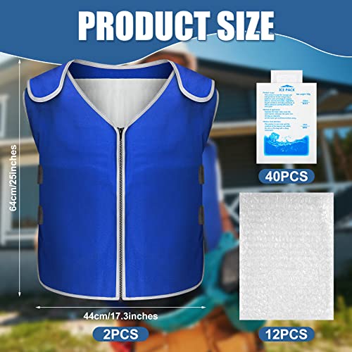 Wesiti 2 Pack Summer Cooling Vest with 40 Pcs Ice Packs for Men Women Ice Work Vest 12 Pcs Bubble Bag Ice Sports Cooling J...