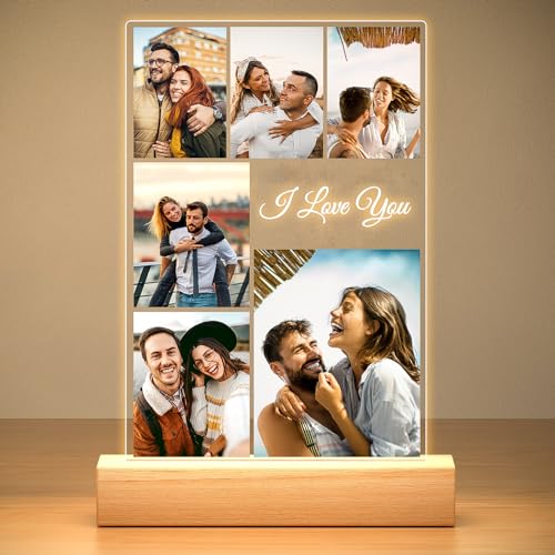 Custom Picture Frame with Photo, Personalized Photo Frame with Night Light, Customized Picture Frames, Personalized Annive...