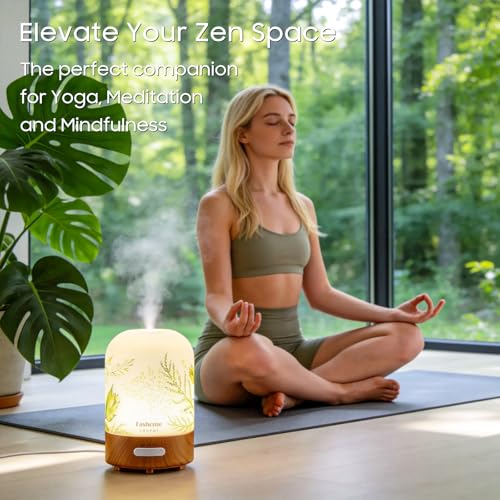 Essential Oil Diffuser Hand Blown Glass, 100ml Small Aromatherapy Diffuser, Auto Shut-Off Function, Ultrasonic Diffusers f...