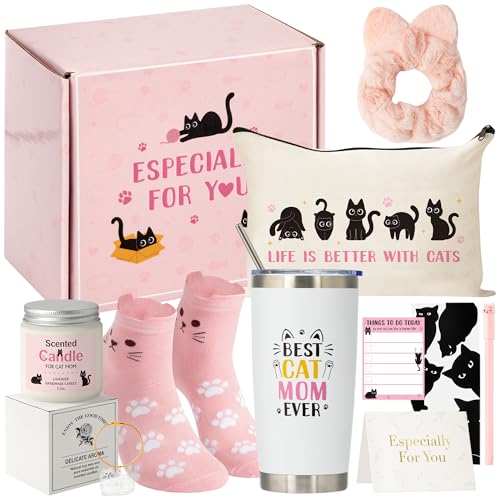 Xqumoi Cat Mom Gifts for Women - Cats Lover Gift Box for Mother's Day, Birthday, Christmas Cute Kitty Present Set for Craz...