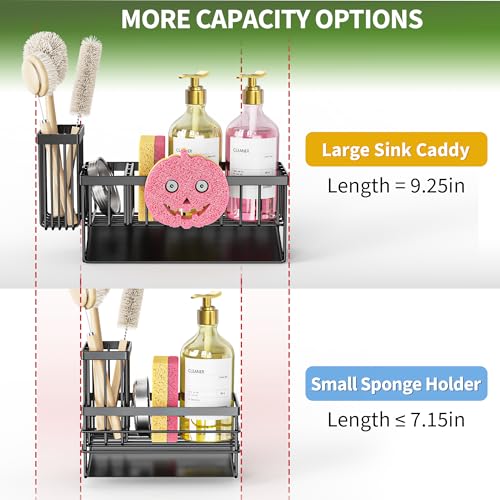 Sponge Holder for Kitchen Sink,Smiley Face Sink Caddy with Removable Brush Holder,Self-Draining Sponge Caddy for Sponge,So...