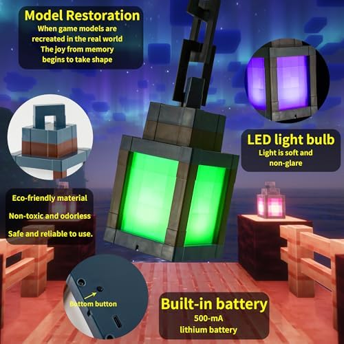ZQSLKI Pixel Lantern Night Light - 16 Color Changing LED Mood Light with Remote Control, Desk & Wall Mountable, Dimmable T...