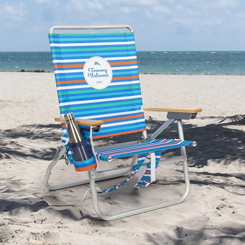 Tommy Bahama 4-Position Extended seat Height Easy in-Easy Out Folding Backpack Beach Chair