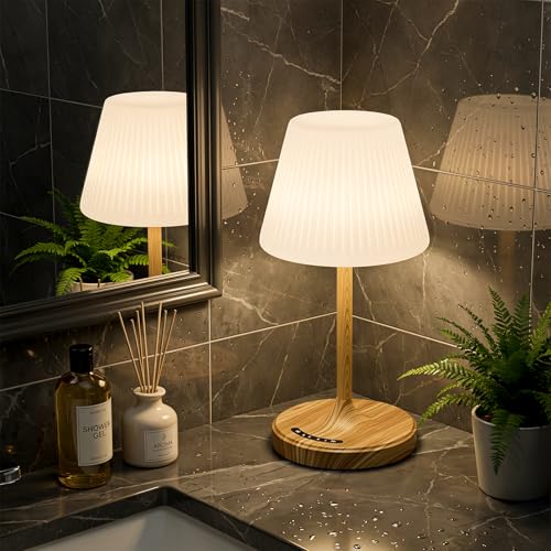 Shower Lamp Waterproof Bathroom Lamp for Inside Shower Bathtub, Rechargeable Cordless Table Lamp with 4000mah Battery, Tou...