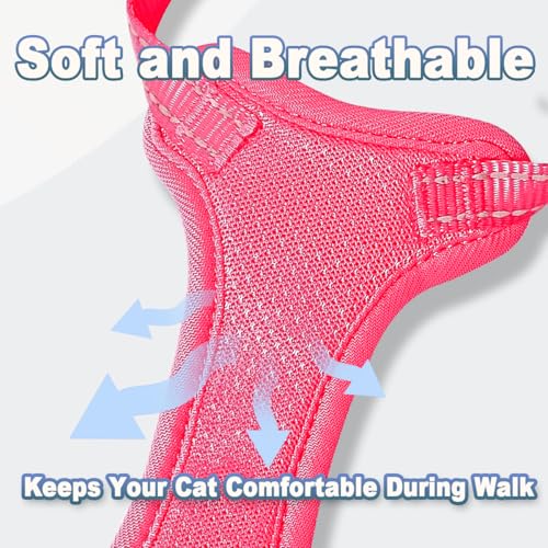 Cat Harness and Leash Set Escape Proof for Kitten Walking, Soft Adjustable Top Handle Vest Harnesses for Cats, Easy Contro...