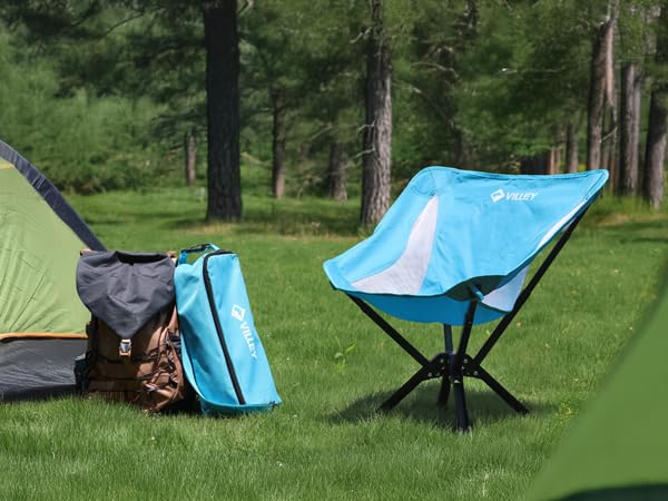 VILLEY Portable Folding Chair Lightweight Camping Chair No Assembly Needed, Quick Setup for Beach, Hiking, Supports 330 LB...
