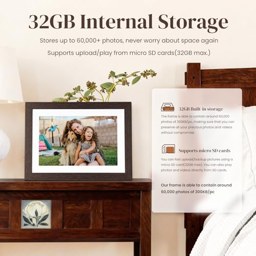 BIHIWOIA 10.1'' Frameo Digital Picture Frame, 32GB WiFi Digital Photo Frame, 1280x800 IPS Touch Screen, Auto-Rotate, Slide...