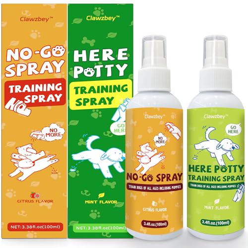 Clawzbey Dog Potty Training Spray Set, No-Go Spray & Here Potty Training Spray, Puppy Essentials, Stops Urination & Markin...