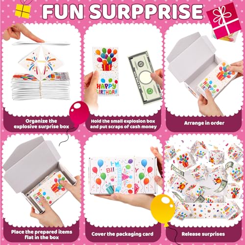 Tenceur 14 Pcs Happy Birthday Exploding Gift Box Set 12 Bounces Boy or Girl Folding Bouncing Gift Box Funny Pop out Money ...