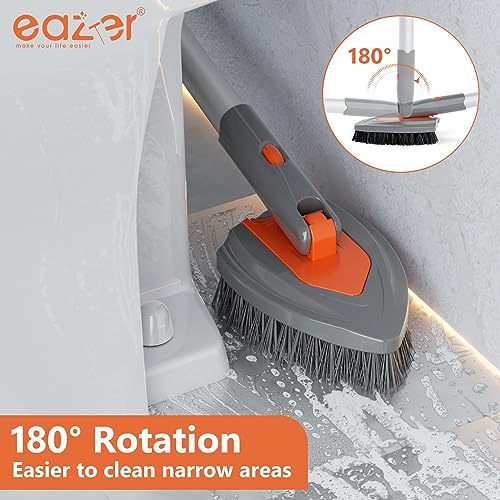 Eazer 4-in-1 Long-Handled Tub Scrubber-Versatile Bathroom Cleaning Brush with Shower Scrubber-Ideal Shower Cleaner Brush f...