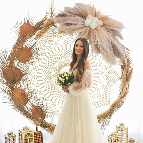 36-38" Large Pampas Grass Wall Decor, DIY Artificial Roses & Natural Dried Boho Hanging Flowers for Wall, Mirror, Wedding ...
