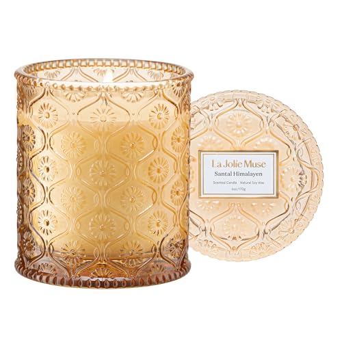LA JOLIE MUSE Amber and Sandalwood Scented Candle | Santal Himalayen Candle | 6oz Luxury Soy Candle | Clean Burn & Long-La...