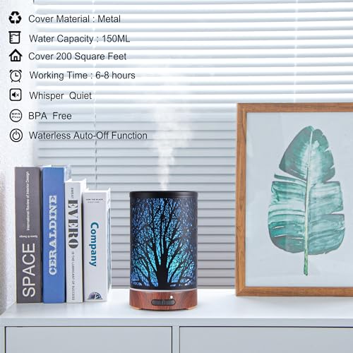 Essential Oils Diffuser for Home,150ML Aromatherapy Diffuser,Birthday Gifts for Women mom,Metal Cool Mist Humidifier with ...