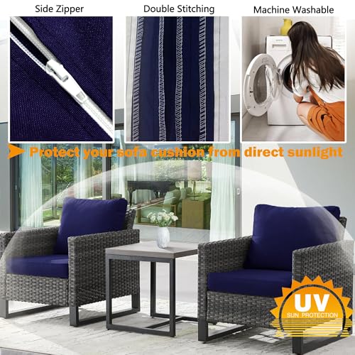Sqodok Patio Cushion Covers 24x24 inch, Waterproof Outdoor Cushion Covers Replacement 4Pack Patio Cushion Slicovers for Se...
