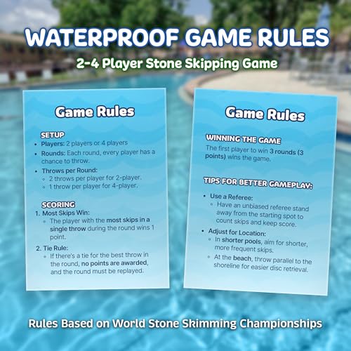 Soft Stone Skippers Game – Fun Pool Toys for Kids All Ages - 4 Pack Water Skipping Discs Set - Beach Games Easter Basket S...