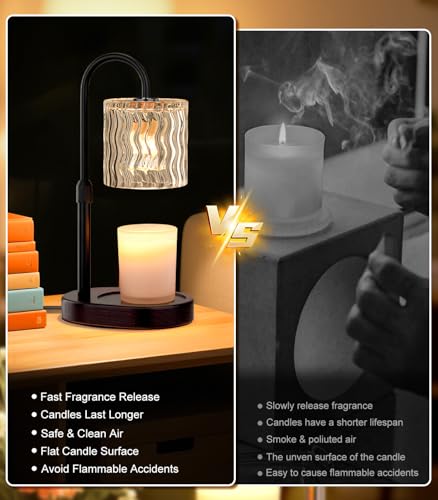 GOIUEDBZ Candle Warmer Lamp Electric: Dimmable Timer Candles Warming Lamps - Height Adjustable Burner Jar - No Flame Scent...