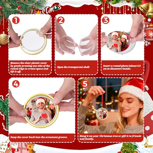 Taybonds Spinning Double Sided Photo Ornament, Decorative Picture Frame Hanger for Photos, Clear Hanging Picture Frame, Ro...