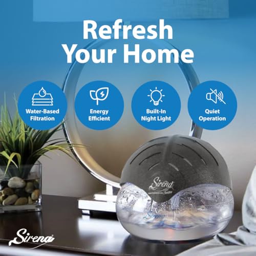 Sirena Twister Air Purifier (Black) - Water Filter Air Washer For Home and Office - Essential Oil Aroma Diffuser With LED ...