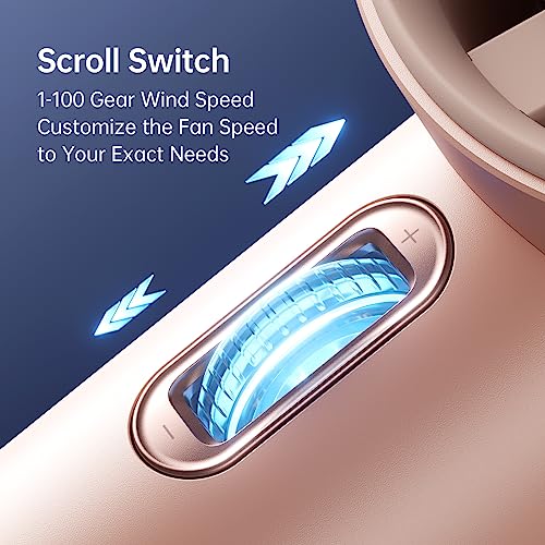 JISULIFE Portable Handheld Fan, Speed(1-100) Adjustable Turbo Mini and 3600mAh Battery Rechargeable Personal Fan, Digital ...