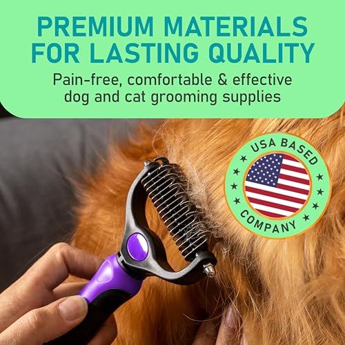 Maxpower Planet Pet Grooming Brush - Double Sided, Extra Wide for Dogs and Cats - Dematting Undercoat Rake, Reduces Sheddi...