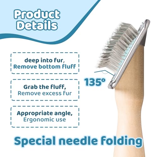 Dog Brush for Long haired Dogs & Cat,Grooming Brush for Shedding, Dematting, Bath, for Short Hair, Poodles, Indoor Cats, p...