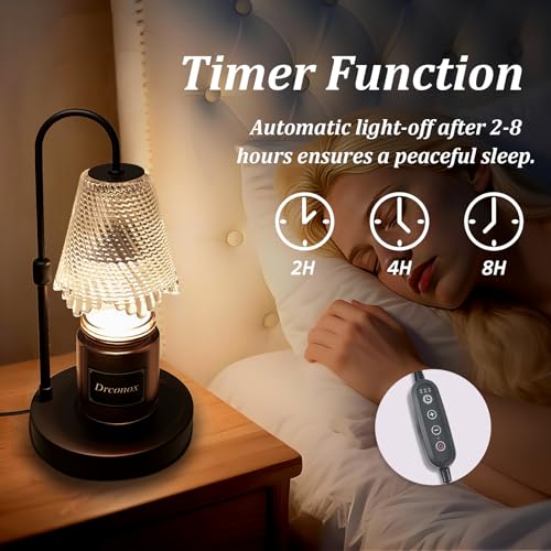 Drconox Candle Warmer Lamp with Timer & Dimmable, Adjustable Height Wax Melt Warmer for Jar Candles, Birthday Gifts for Wo...