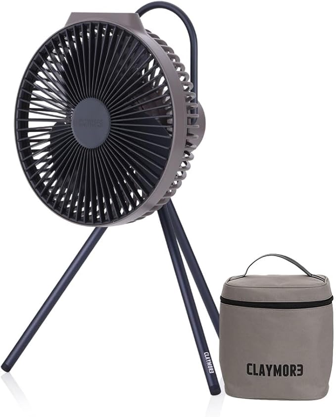 Claymore V600+ Warm Gray Rechargeable Portable Fan – 7,800mAh Battery, 4-Speed BLDC Ultra-Quiet Air Circulator USB-C Charg...