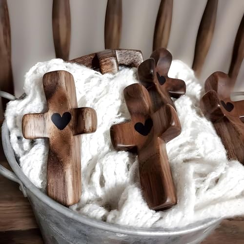 Yookin Cross My Heart/Encouragement Gift Wood Comfort Pocket Prayer Cross for Clutching, Clinging and Praying Christian Re...