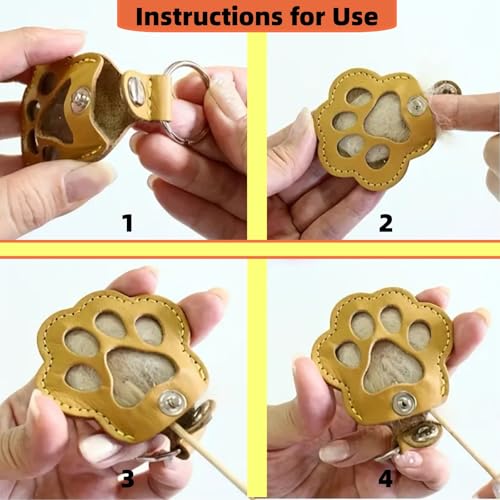 Muoethrian 6PCS Dog Hair Storage Keychain, Pet Paw Shaped Leather Keychain, Unique Memorial Collection Key Chain, Pet Memo...