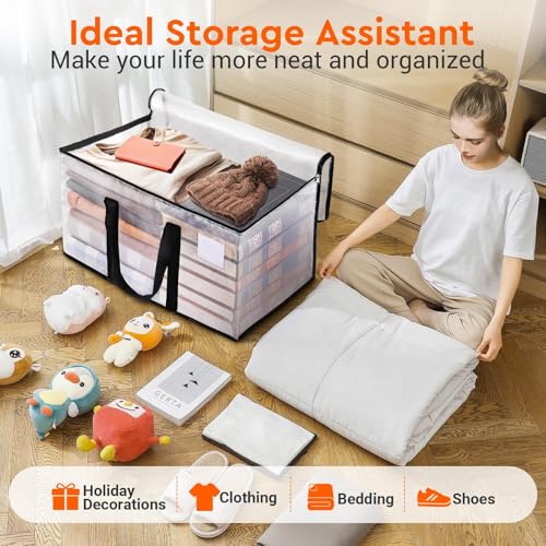 BlissTotes Moving Bags, 93L 8-Pack Storage Bags, Moving Box Heavy Duty Extra Large, Moving Totes with Zipper, Reinforced H...