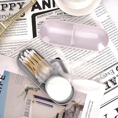Adorila 2-Pack Travel Cotton Swab & Round Holder, 2-Compartment Organizer with Silicone Band Closure for Luggage & Weekend...