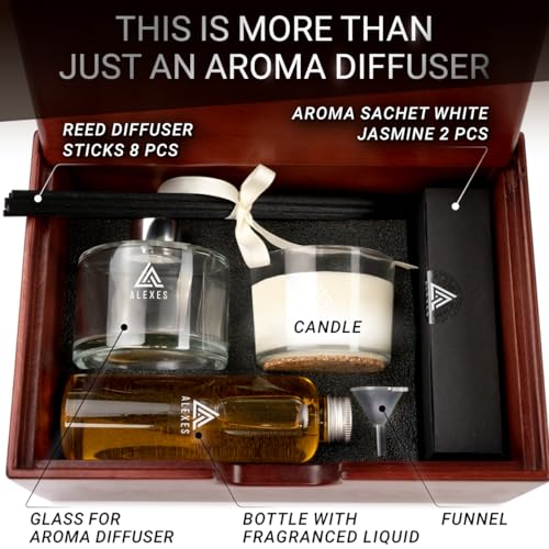 Essential Oil Diffuser Set Jasmine Reed Diffuser Fragrance – Infuser Aroma Gift Set – Room Scent Aesthetic – Home Fragranc...