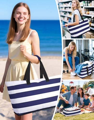 Vewaci Beach Bag with Detachable Cooler, 54L Large Beach Bags Waterproof Sandproof for Women, Travel Tote Bag for Family, Gym
