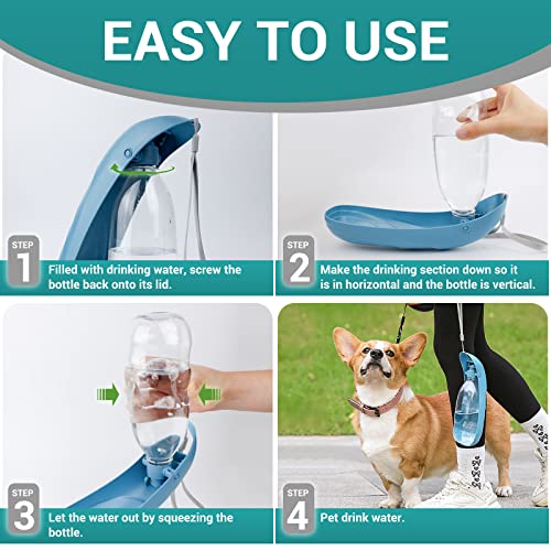 Billionchains Dog Water Bottle, 550ML Large Capacity Leak-Proof Portable Pet Water Dispenser with Carrying Lanyard, Ideal ...