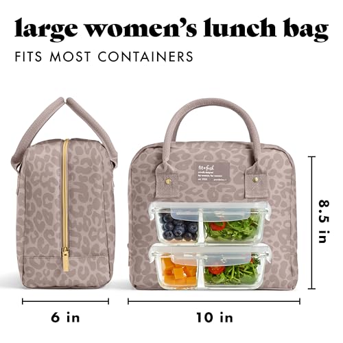 Fit & Fresh Bloomington Lunch Bag for Women - Insulated Large Lunch Box for Work with Containers, Leak-Resistant, Stain-Re...