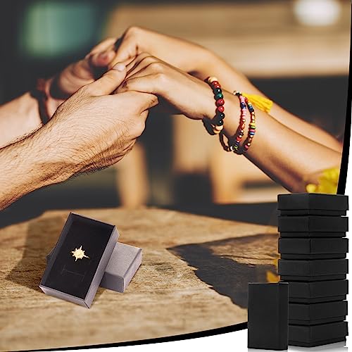 Batiyeer Black Cardboard Jewelry Gift Boxes 3.2 x 2 x 1 Inch Small Jewelry Boxes Packaging Earring Kraft Boxes with Lids (...