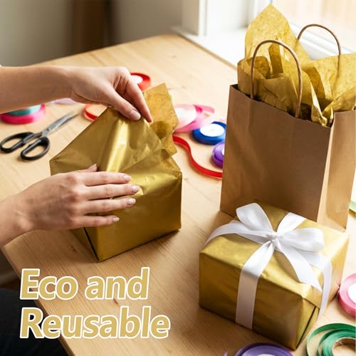 Bobobag 100 Sheets 14"X20" Metallic Gold Tissue Paper for Gift Bags, Christmas Gift Wrapping, Birthday,Anniversary, Holida...