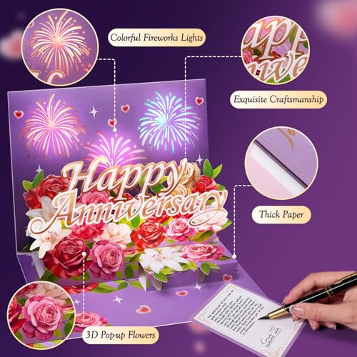 Airpark Anniversary Card with Music & Lights, 3D Pop Up Happy Anniversary Cards for Him Her Husband Wife Men Women, Ideal ...