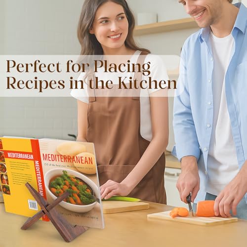 XKDOUS 2 Pack Plate Stand for Display, 6.5 Inch Wood Plate Display Holders, Picture Frame Holder, Cookbook Stand Recipe Bo...