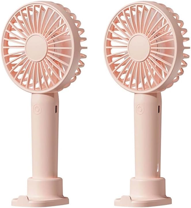 Linlinwill Portable Handheld Fan 2 Pack, USB Rechargeable Mini Fan, Ultra Quiet, 3 Speeds with Phone Holder Base, All Day ...