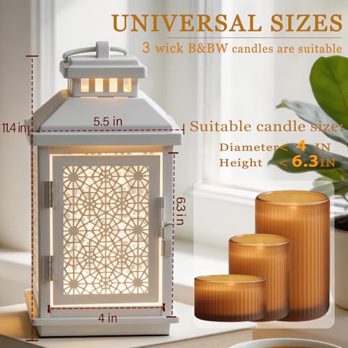 White Candle Warmer Lamp with Timer – Stepless Dimming, Auto Shut-Off 2H/4H/8H, Top-Down Heating for Large Jar Candles, Fl...