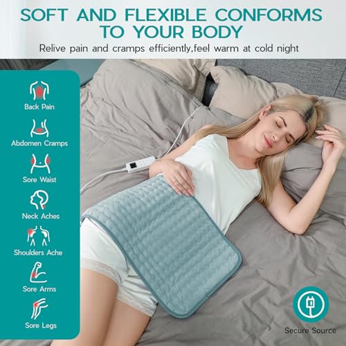 Heating Pad for Period Cramps, Heating Pad for Back/Neck/Shoulder Muscle Pain, 6 Heating&4 Timer Setting, Auto Shut Off, D...