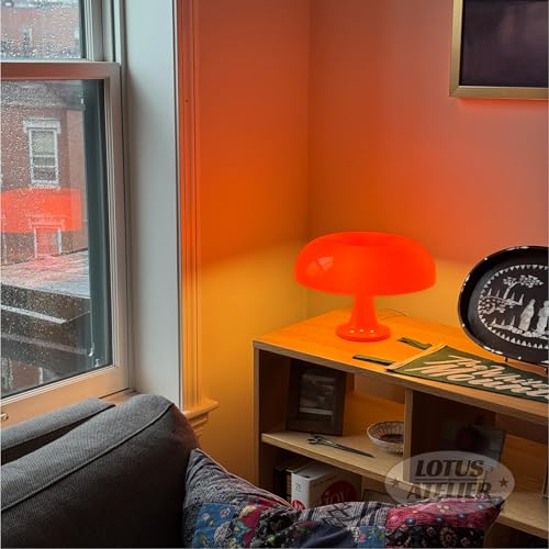 Lotus Atelier Orange Mushroom Lamp for Room Aesthetic Modern Lighting for Bedroom | Cool Retro Living Room Decor (Orange)