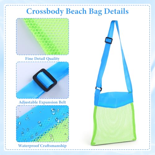 Yuomeaz Small Mesh Beach Toy Bag, Large and Small Sandproof Mesh Beach Toy Bag, Foldable Tote Bags for Family, Travel, Sum...