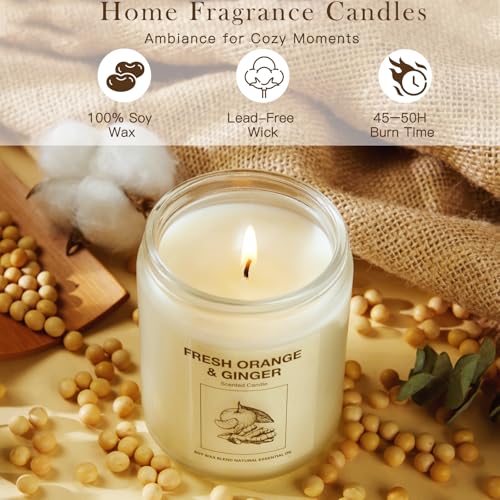 Soy Wax Scented Candle Gift Set, 4 Pack Lavender, Orange & Lemon Scents, Long Lasting Aromatherapy Candles for Home, Relax...